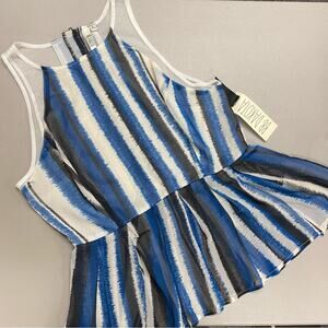 NEW BB Dakota Tank Top Sleeveless Blouse Black Blue Off White Cream Stripes NWT